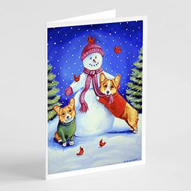 Imagem de Caroline's Treasures 7048GCA7P boneco de neve com cartões e envelopes Corgi, pacote com 8, 7 x 5, multicolorido