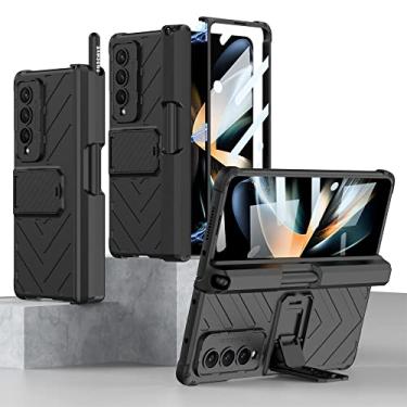 Imagem de Com S Pen Solt Armor Case para Samsung Galaxy Z Fold 4 5G Magnetic Kickstand Screen Protector Cover Phone Cover For Galaxy Z Fold 4, Black, For Galaxy Z Fold4