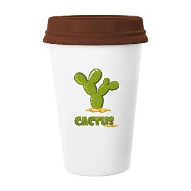 Imagem de Suculentas de plantas de cacto, caneca verde em vaso, copo de cerâmica para café