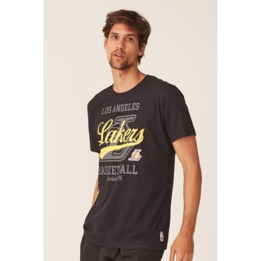 Imagem de Camiseta NBA Los Angeles Lakers Casual Preta com Logo Amarelo-Masculino