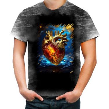 Imagem de Camiseta Desgaste Coração De Ouro Líquido Gold Heart 8 - Kasubeck Stor