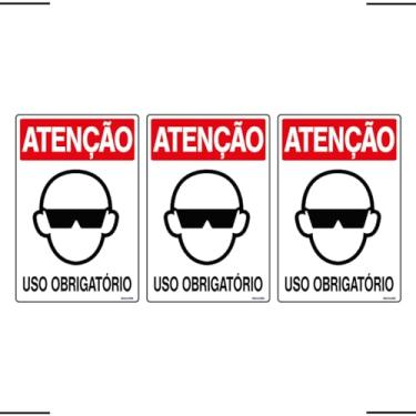 Imagem de Combo 3 Placas De Sinalização Atenção Óculos Uso Obrigatório 20x30 Ekomunike - S-202 F9e