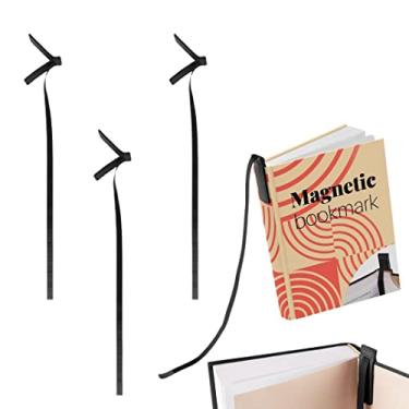 Imagem de Superior Essentials Marcador de página magnético da Planner – couro legítimo, marcador de página de fita longa única para amantes de livros – Amplie seu amor por livros com nosso elegante marcador de página de fita (3 peças, preto)