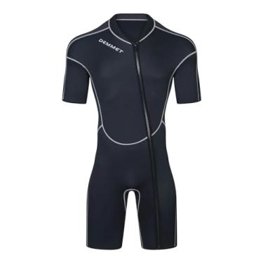 Imagem de Roupa de mergulho de uma peça de manga curta 1,5 mm-3 mm masculino e feminino neoprene wetsuit curto verão zíper frontal wetsuit (Homens 1,5mm branco, Grande)