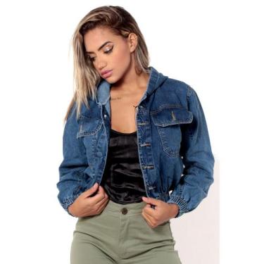 Imagem de Jaqueta Jeans Feminina com Capuz  Lavagem Marmorizada - Bellamari Jean