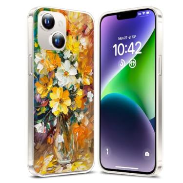 Imagem de YSLBWLE Capa Magnética para iPhone 14 Transparente, [Compatível com Magnética] Capa Magnética Fina e Militar de Proteção para Celular Buquê de Pintura a Óleo 25-ip14-15