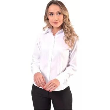 Imagem de Camisa Camisete Social Feminina Manga Longa - FUSION MODAS , GG, Branc