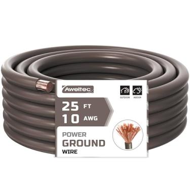 Imagem de AWELTEC Fio de calibre 10, cabo de aterramento de energia preto, fio automotivo primário, fio de alumínio revestido de cobre para cabo de bateria, áudio de carro, fiação de amplificador, gerador,