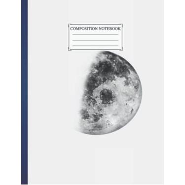 Imagem de Composition NoteBook Moon phase 5 Size 8.5 x 11 In, 110 pages Basics College Ruled Cute Work From Home For Children Women Girls College Students Office School