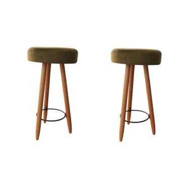 Imagem de Kit Duas Banqueta Alta para Área Gourmet Balcão Pés Palito Suede Capuc