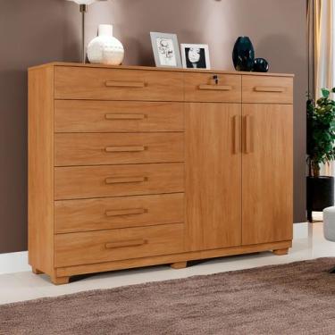 Imagem de Cômoda Bali 8 Gavetas 2 Portas Cinamomo - Pnr Móveis, Moderno, Marrom