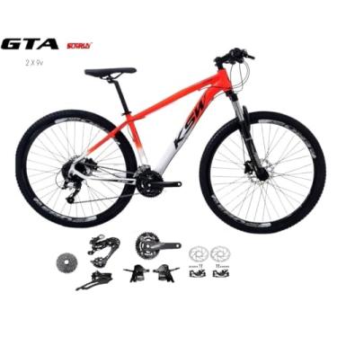 Imagem de Bicicleta Aro 29 Ksw Xlt Aluminio Kit 2x9 Gta Sunrun Freio Disco K7 11/36 Pedivela 24/38d Garfo com Trava (Laranja/Branco, 21)
