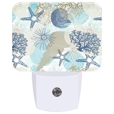 Imagem de AKKAVNIA Luminária Noturna Led De Parede Com Sensor Inteligente Anoitecer E Amanhecer, Corais Conchas, Para Quarto Adulto, Sala Estar, Corredor Cozinha