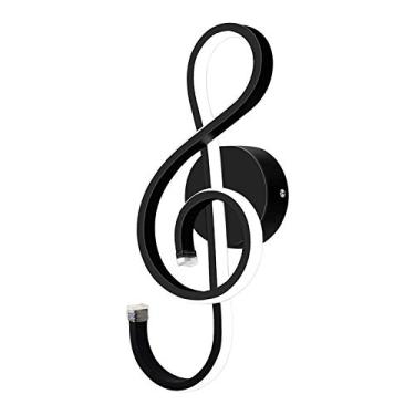 Imagem de Kawell Luminária De Parede Interna Led 22W, Arandela Moderna, Lâmpada Criativa, Símbolo Musical, Decoração Artística Para Quarto, Sala Estar, Café, Lounge, Escadas, Corredor, Preta, 6000K