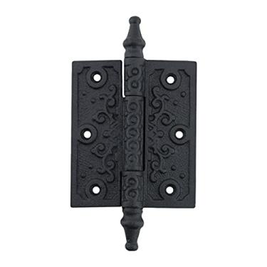 Imagem de Renovators Supply Manufacturing Dobradiça de armário preta para porta de armário 14 cm Dobradiça de extremidade de ferro forjado Victorian Steeple ponta resistente à ferrugem dobradiças de montagem