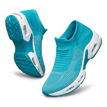 Imagem de Tênis de corrida feminino Raoendis – tênis de caminhada com amortecimento de ar, Light Blue, 7