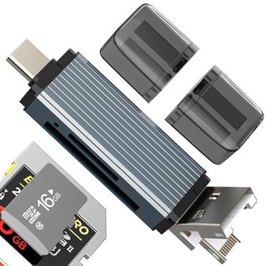 Imagem de USB C Micro USB A Lightning para leitor de cartão micro SD (3 em 1) adaptador de armazenamento de memória TF para iPhone 16 15 14 Pro Max para iPad, MacBook Flash Drive, Android compatível com Samsung