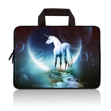 Imagem de Bolsa para laptop 14 15 15,4 15,4 15,6 polegadas, capa protetora para computador, capa de neoprene, capa de viagem macia para Dell, Lenovo, Toshiba, HP, Chromebook, ASUS Acer (unicórnio e lua)