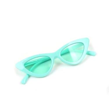 Imagem de Óculos de sol infantil estilo triângulo estilo olho de gato com lentes claras coloridas, design moderno e elegante, verde, HFA, 001