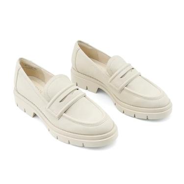 Imagem de JENN ARDOR Mocassins Femininos Chunky Slip-On Sola De Arrasto Penny Loafer Conforto Casual Bico Redondo Salto Médio Plataforma Sapatos De Trabalho Bege 7