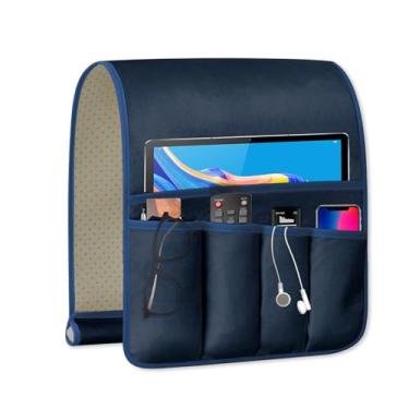 Imagem de WETRBWEH Suporte de controle remoto para TV, organizador de cabeceira antiderrapante com 5 bolsos para porta-chaves e revistas de telefone