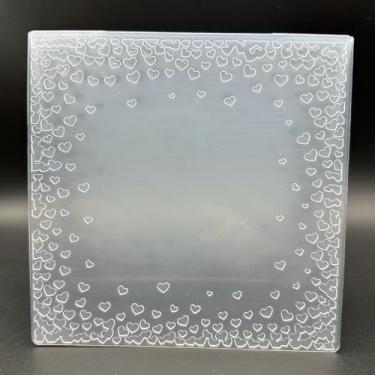 Imagem de Modelo de pasta em relevo de plástico 3D mini borda de coração 1 textura 15,91 x 5,91 polegadas para fazer cartões, faça você mesmo, scrapbooking, papel, artesanato, artesanato, scrapbook, materiais