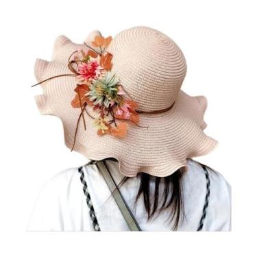 Imagem de Chapéu de Palha Feminino de Aba Larga - Dobrável, para Praia e Sol, Ta