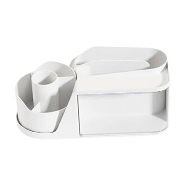 Imagem de YWJLQH Organizador de Mesa Giratório 360° com Prateleira Grande, Suporte, Suporte de Exposição, Espaço de Trabalho, Correspondência, Decoração Rústica E Clip, Branco, Tamanho real