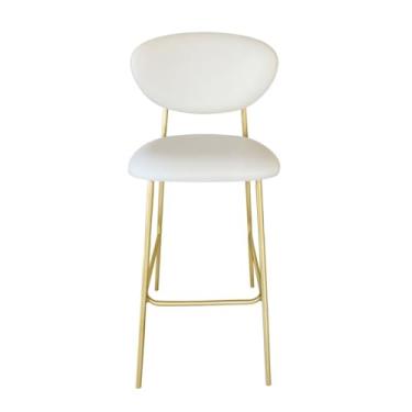 Imagem de Banqueta Alta em Aço Carbono com Pintura Automotiva Dourado – Lívia Exclusiva Courino Durango Palha