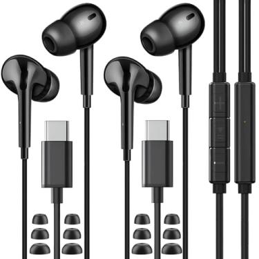 Imagem de Fones de ouvido USB C para Galaxy S24 S23, fones de ouvido tipo C com fio com microfone e controle remoto para iPhone 16/16 Pro/16 Pro Max/15/15 Pro, iPad Pro, Galaxy S23/S22/S21/S20/Ultra Note 10/20