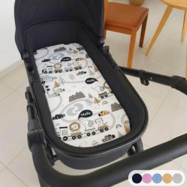 Imagem de Colchão para Carrinho Moises Colchonete Bebê Menino Menina com Capa Re
