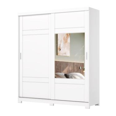 Imagem de Guarda Roupas Casal 2 Portas De Correr Com Espelho 3 Gavetas Dalia Branco