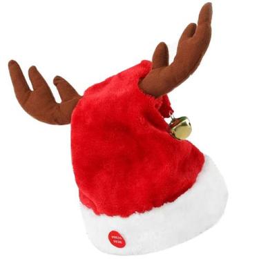 Imagem de Gorro Natal Musical Orelhas Rena Se Movimentam Natalino Premium Bone C
