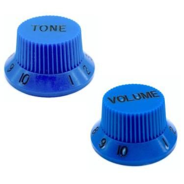 Imagem de Kit Knob Plástico tone e volume guitarra strato Azul - SPIRIT