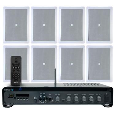 Imagem de Kit Som Ambiente Hotel Sala Home 8 Arandelas Jbl + Amplificador Blueto