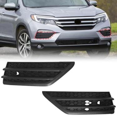 Imagem de BXZ Capa de farol de neblina com inserção de para-choque dianteiro grade externa com orifício para sensor de estacionamento para Honda Pilot 2016 2017 2018