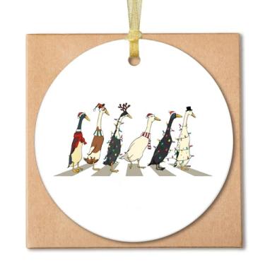 Imagem de Guymn Enfeites de pato de Natal, enfeites de caça de patos de Natal para árvores, presentes para amantes de patos, enfeite engraçado de Papai Noel, rena, animal de fazenda, Natal, enfeite de pendurar