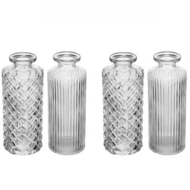 Imagem de Vasinhos Decorativos, Kit Vaso de Vidro, Decorativo Arranjo de Flores Plantas Casa Enfeite Presente Aromatizador(13,5x5,5x5,5cm)(Kit com 4)