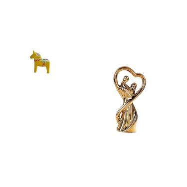 Imagem de Fenteer Estatueta de Casal de Cavalos Suecos Dala, Escultura Animal Dalecarlian, Estátua Colecionável de Amantes, Lembranças, Presente para Estante, Armário D