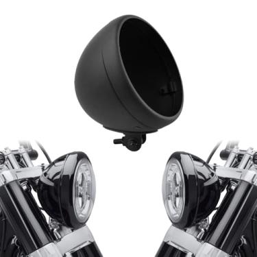 Imagem de Caixa de farol de 17 cm, balde de lâmpada de 17 cm, compatível com Harley Dyna Softail FX Custom Sportster XL, preto fosco