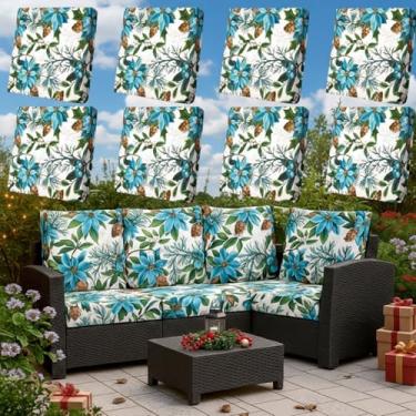 Imagem de Tingjoo 8 peças capa de almofada de sofá elástica de pátio para área externa capa de almofada de substituição para móveis de pátio capas de sofá para cadeira de assento macio protetor de flexibilidade