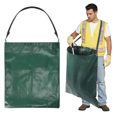 Imagem de Faccito Saco de lixo para animais de estimação com alça de ombro, saco de folhas de gramado, vinil de calha de 11,2 m, sem dobra, apanhador de lixo portátil, para pátio, quintal, jardim, usar luvas ao