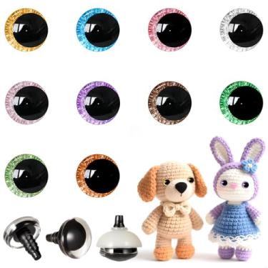 Imagem de MUCUNNIA 200 peças 12 mm 3D lua glitter olhos de segurança para crochê com arruelas olhos de crochê a laser olhos amigurumi para crochê animais artesanato boneca olhos de crochê para artesanato