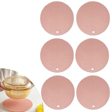 Imagem de Descanso de Panela Silicone Suporte Apoio Protetor Mesa Redondo Silicone Flexível 17cm (Salmão, 6 Peças)