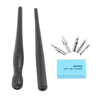 Imagem de Yosoo Health Gear Caneta de Dip de Caligrafia, Caneta Com Imbecil Cômico de Cartoon mangá Com 2 Suportes e 5 Pontas para Desenho, Pintura, Escrita, Letras e Desenhos Animados