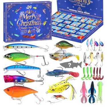 Imagem de Calendário do Advento 2025 Isca de pesca, 24 dias de iscas de pesca, calendário do advento - conjunto surpresa de Natal com contagem regressiva para pescadores, pais, avós, irmão, namorado