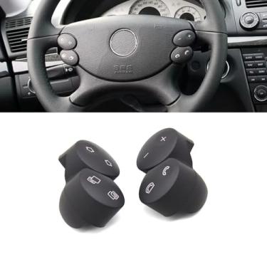 Imagem de Goodithy Capa de botão de volante interior, acessórios de interruptor de controle de direção multifuncional, kit de reparo de substituição para Mercedes Benz E/G/CLK/CLS Classe W211 W463 W209 W219