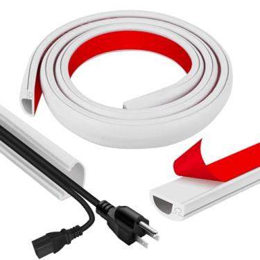 Imagem de Escondedor de cabos, ocultador de cabo de parede autoadesivo de 99 cm, capas de cabo de extensão para piso, capa de fio corretivo para TV montada na parede, casa e escritório, cavidade de cabo 1,6 cm