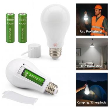 Imagem de Lâmpada de Emergência LED E27 20W Bivolt Recarregável  Acende na Falta
