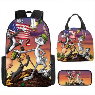 Imagem de Conjunto de mochilas Looney Tunes Anime, 3 peças para mochila escolar infantil